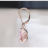 925 Silver Drop Pink Quartz color Earrings
